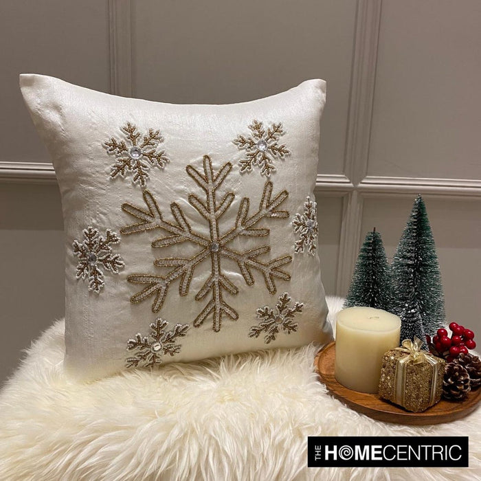 White Silk Decorative Throw  Pillow Cover - Dewdrop Flake