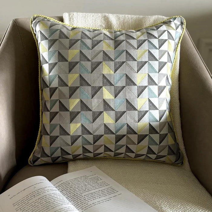 Yellow Moire Effects - Yellow Jacquard Silk Decorative Euro Sham