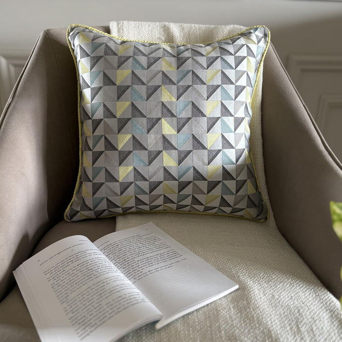 Yellow Moire Effects - Yellow Jacquard Silk Decorative Euro Sham