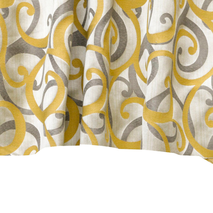 Yellow N Gray Scrolls Jacquard Weave Curtain Panels