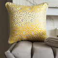 Yellow Scroll All The Way - Mimosa Yellow Burnout Velvet Decorative Euro Sham