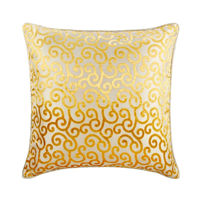 Yellow Scroll All The Way - Mimosa Yellow Burnout Velvet Decorative Euro Sham