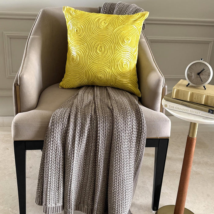 Yellow Touch - Yellow Art Silk Throw Pillow Cover