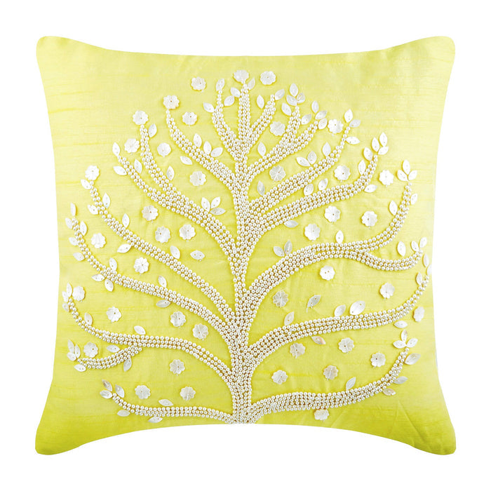 Yellow Tree - Yellow Art Silk Decorative Euro Sham