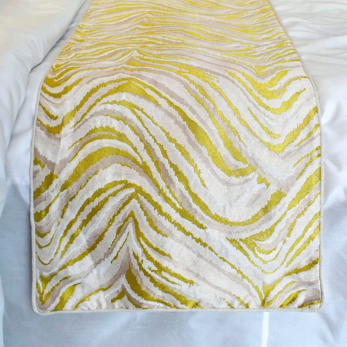 Yellow Whirls - Jacquard Yellow & Grey Decorative Bed Runner and Pillow Cover