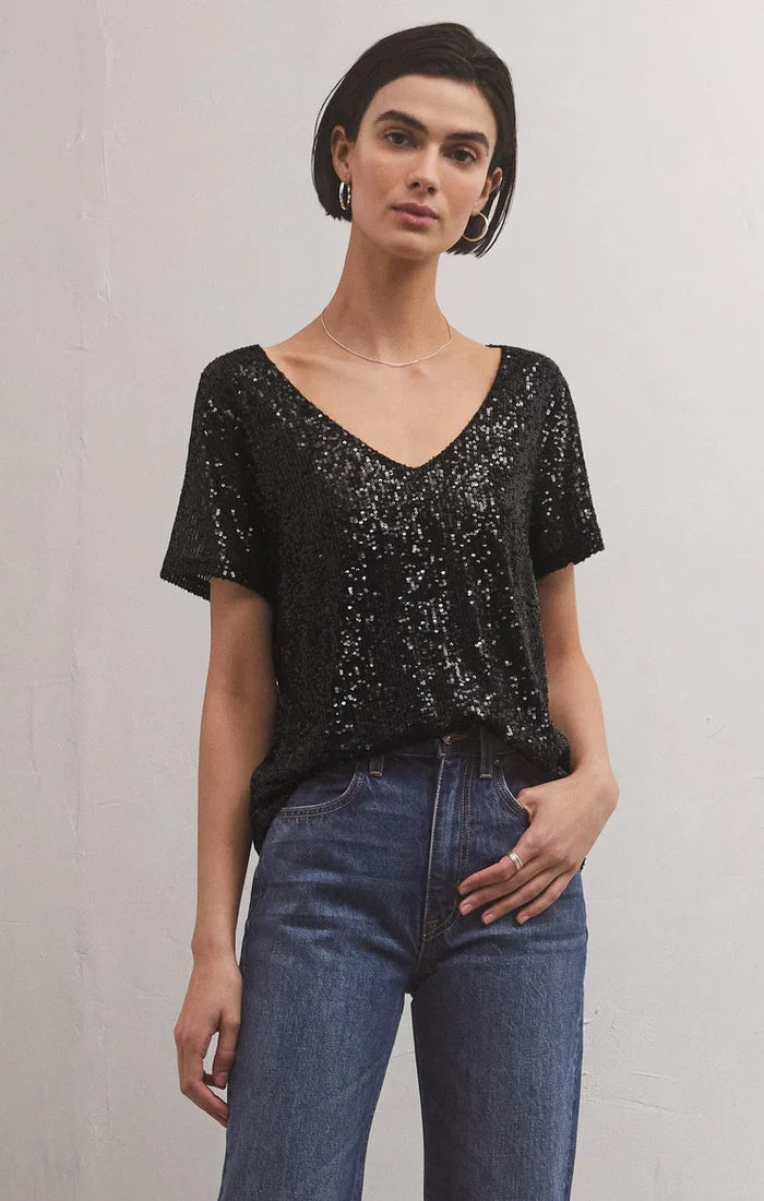Z Supply Marbella Sequin Top -Black