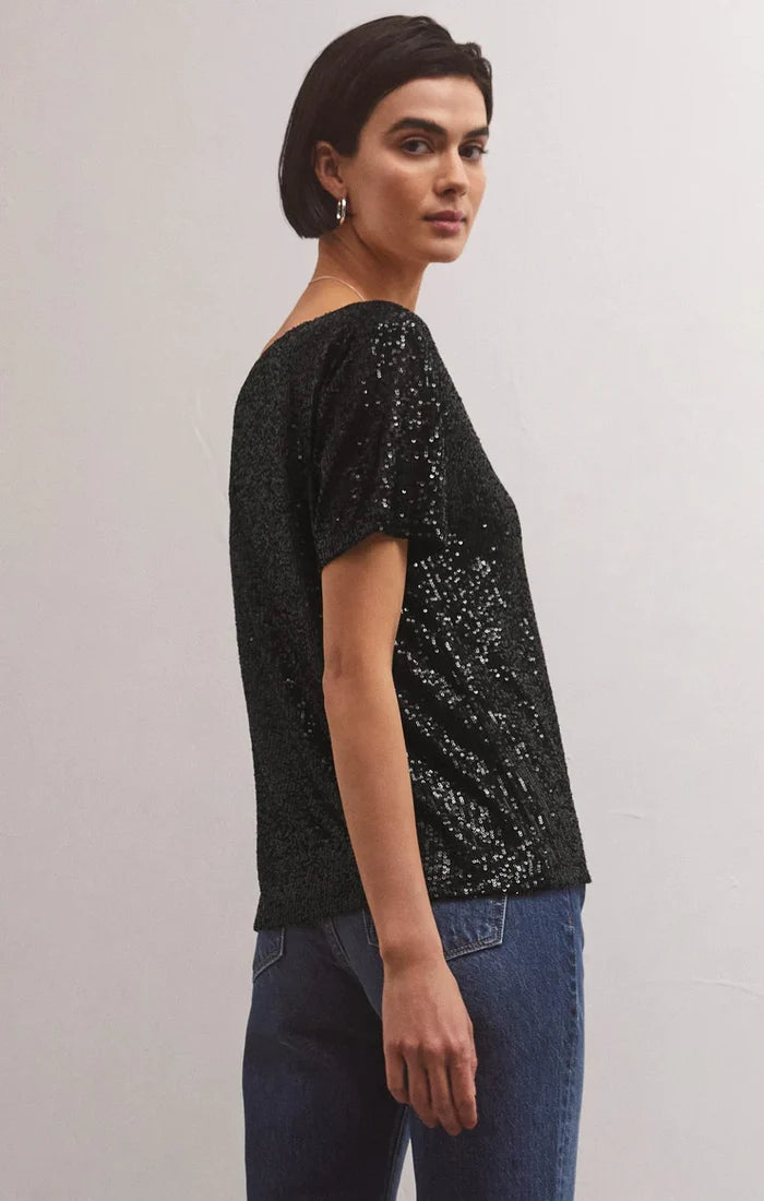 Z Supply Marbella Sequin Top -Black