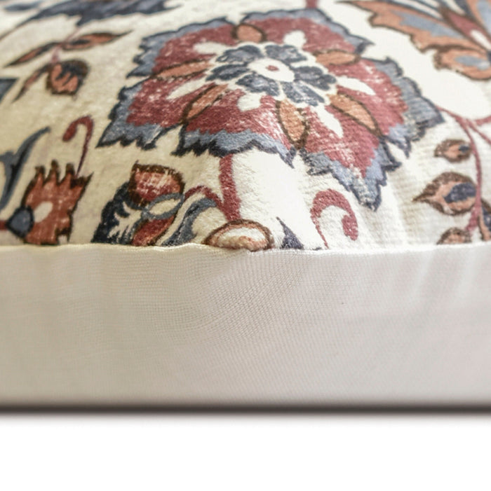 Zahara - Blue & Rust Velvet Throw Pillow Cover
